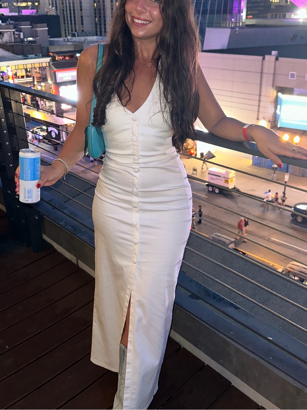 Sleeveless White Button-Front Maxi Dress - Picture 2 of 2